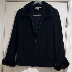 Jason Kole Wool Jacket with Faux Fur Trim